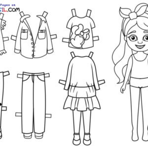 Paper doll coloring pages printable for free download