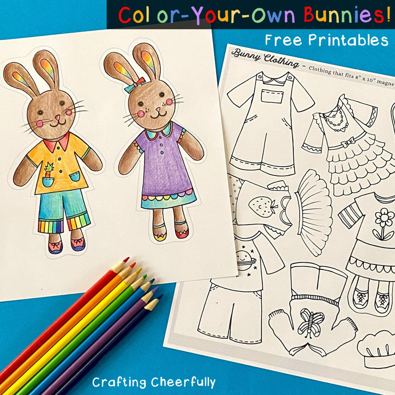 Bunny paper doll coloring pages