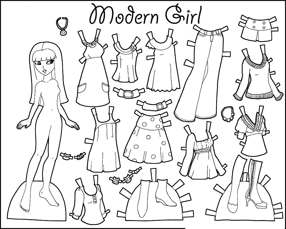 Paper doll coloring pages ð to print and color