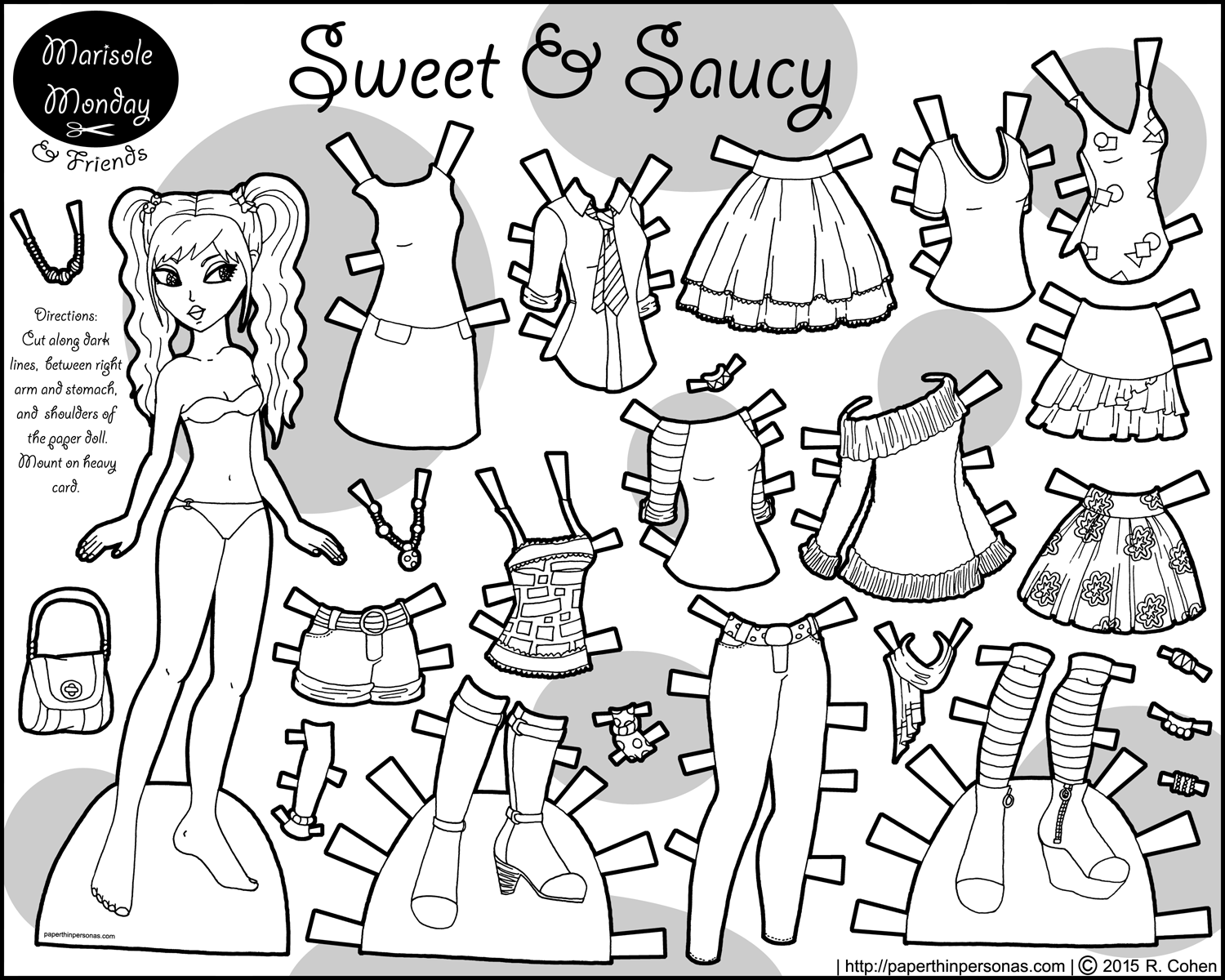 Sweet saucy a decora fashion inspired paper doll coloring page â paper thin personas