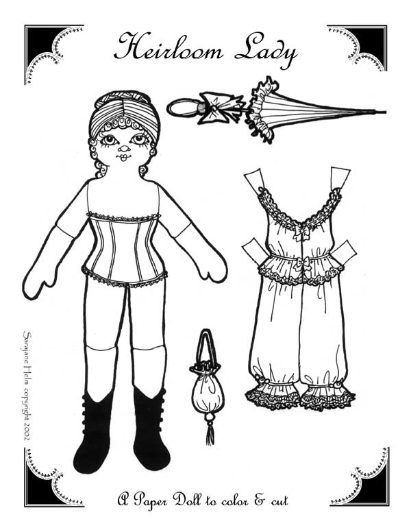 Heirloom lady paper doll set