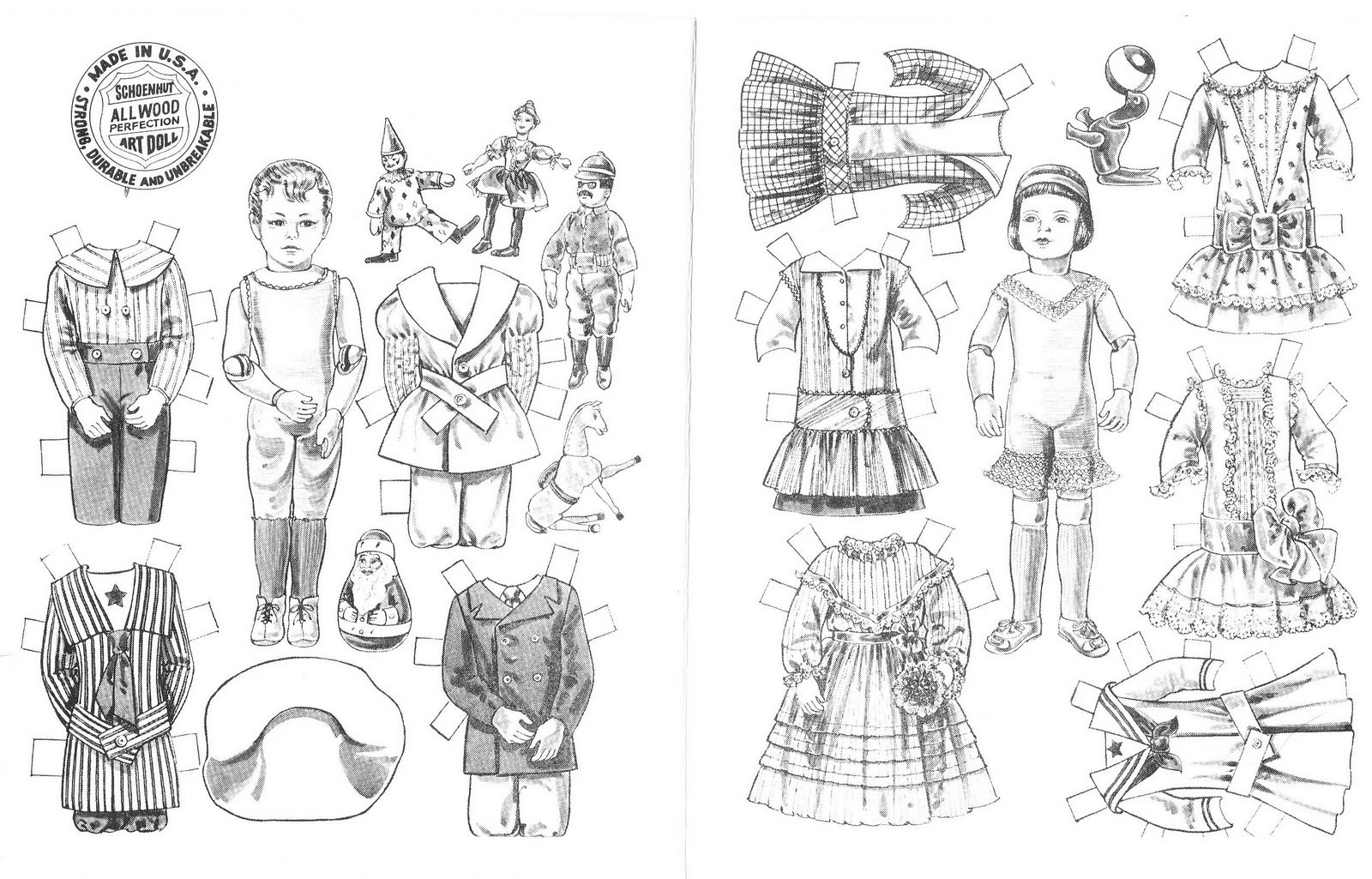 Free printable paper doll coloring pages for kids