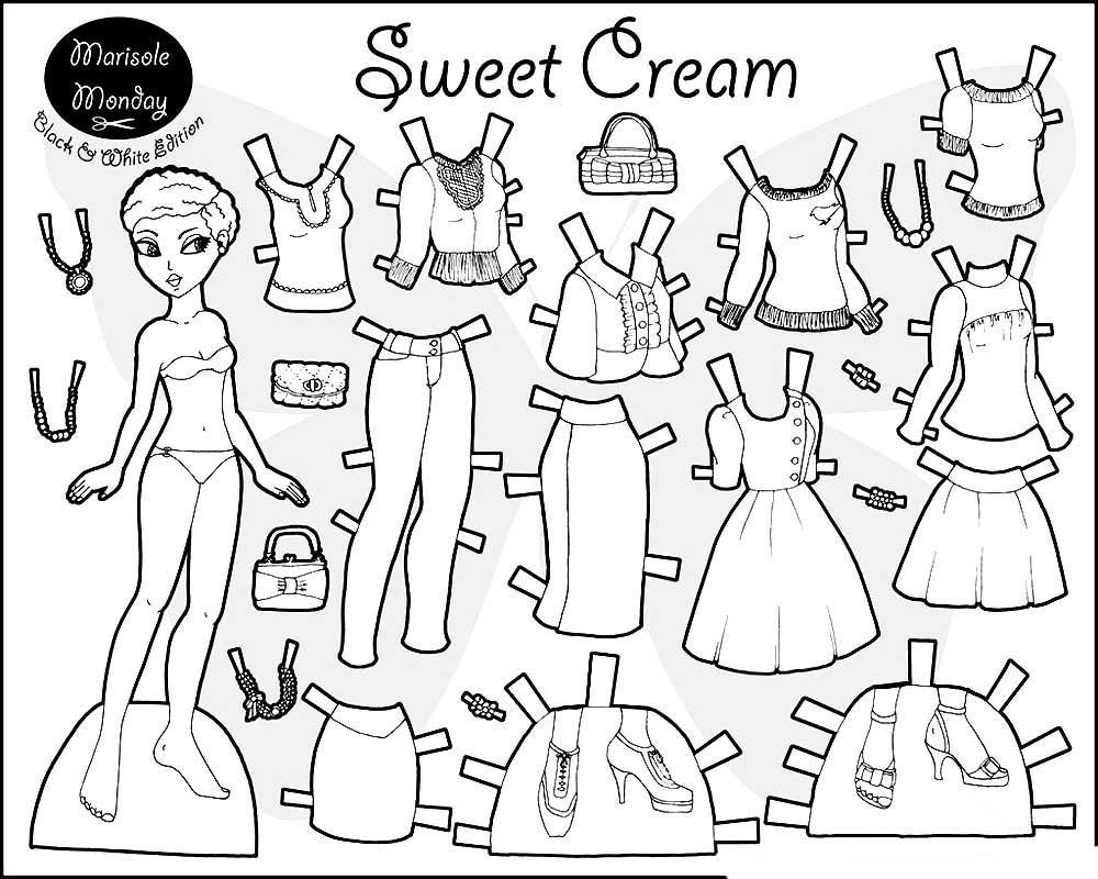 Paper doll coloring pages ð to print and color