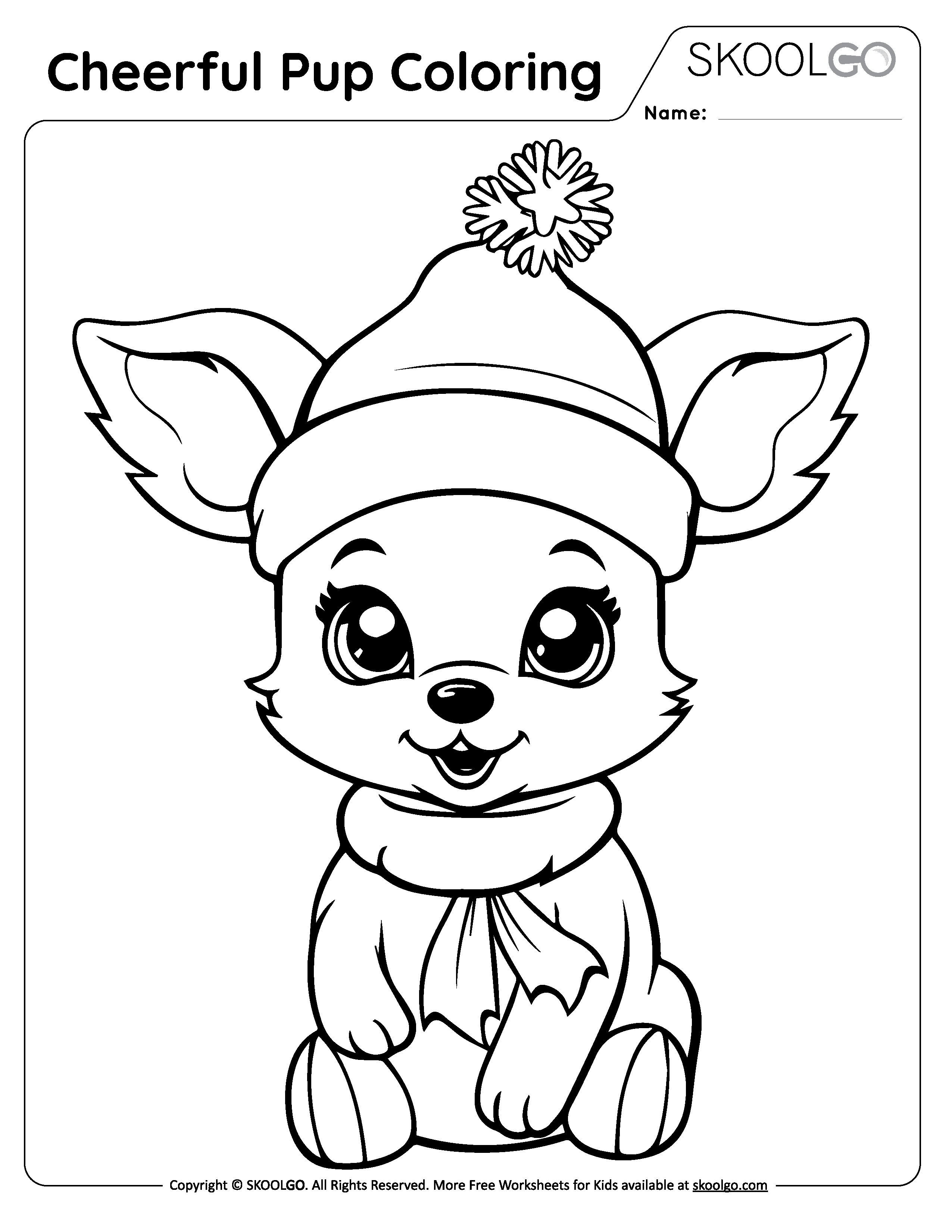 Cheerful pup coloring worksheet