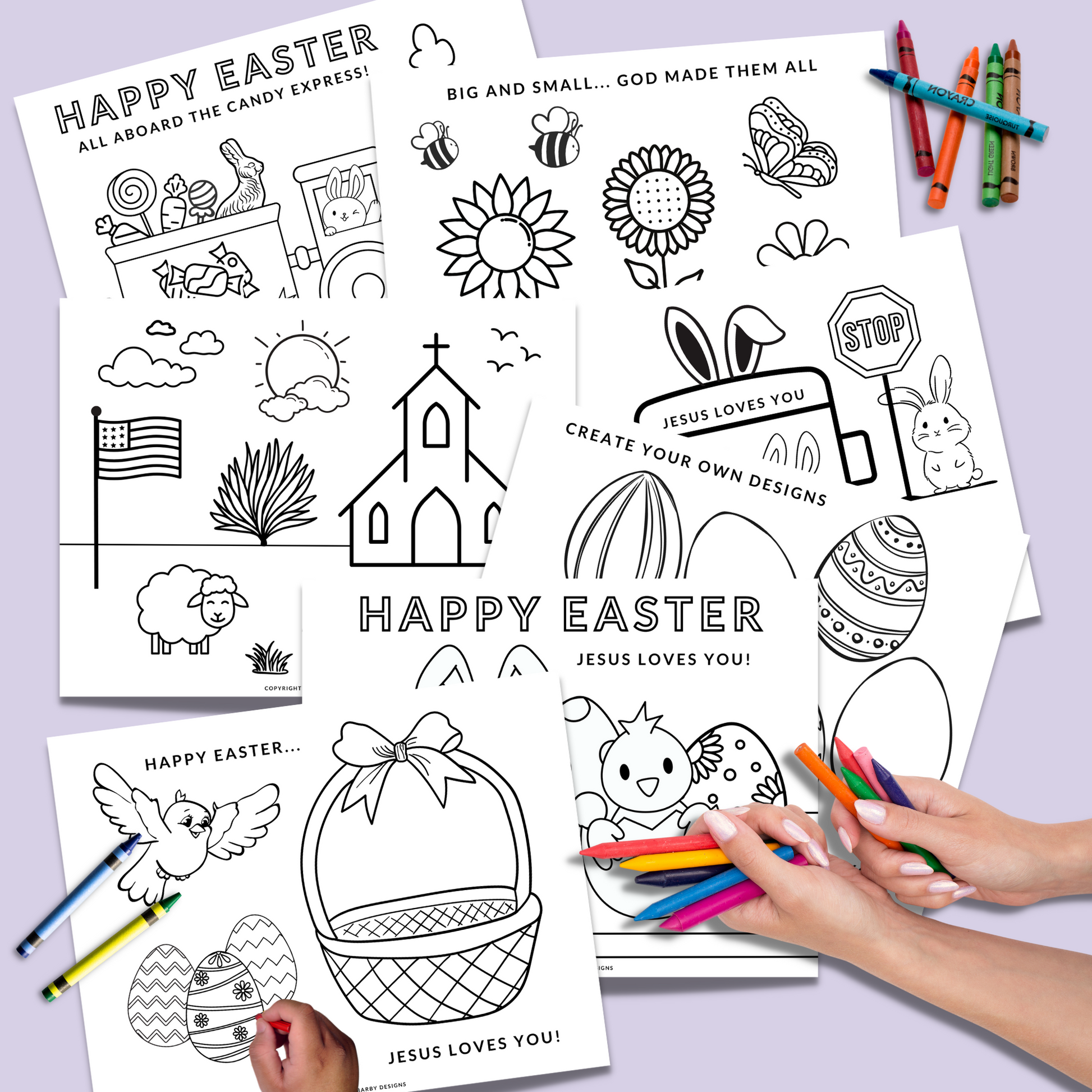 Easter coloring pages digital downloads to print and color