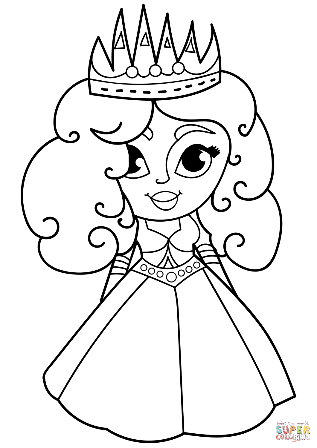 Cartoon princess coloring page free printable coloring pages