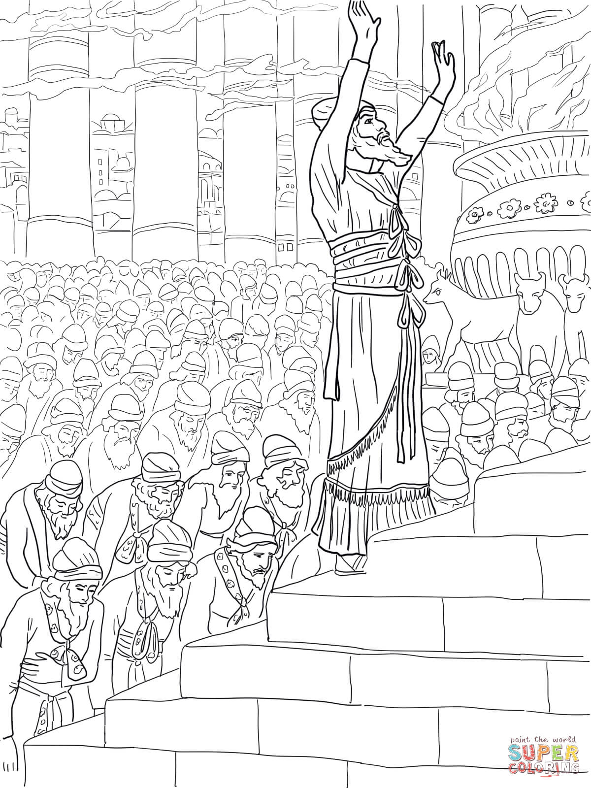 Solomon prayer in the temple coloring page free printable coloring pages