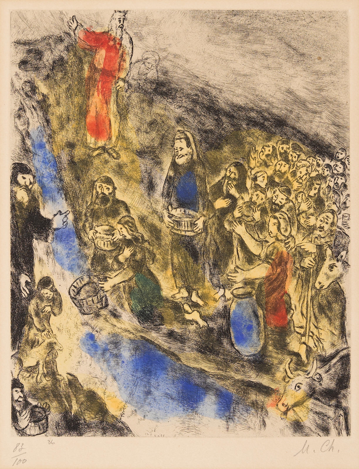 Marc chagall moãse fait jaillir leau du rocher de la bible