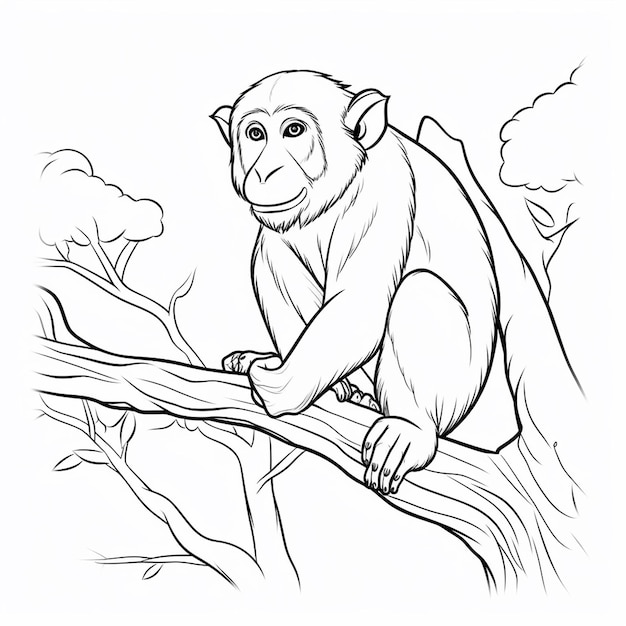 Premium ai image proboscis monkey cute designs cute cute coloring book kawaii line art