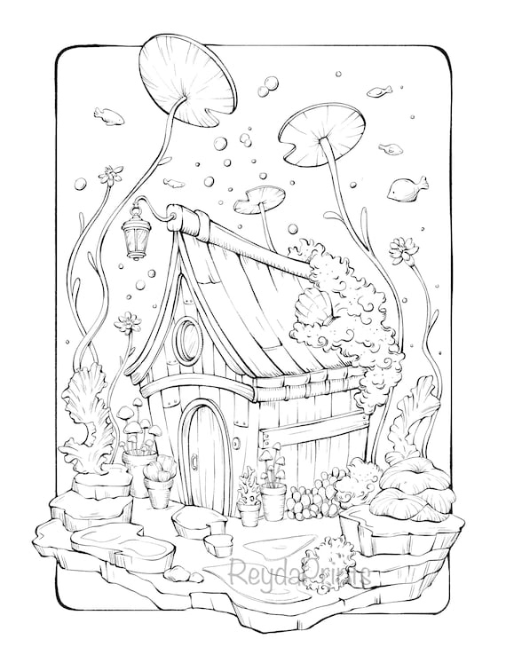 Houses printable coloring pages magical houses procreate jpg png pdf by reydaprints