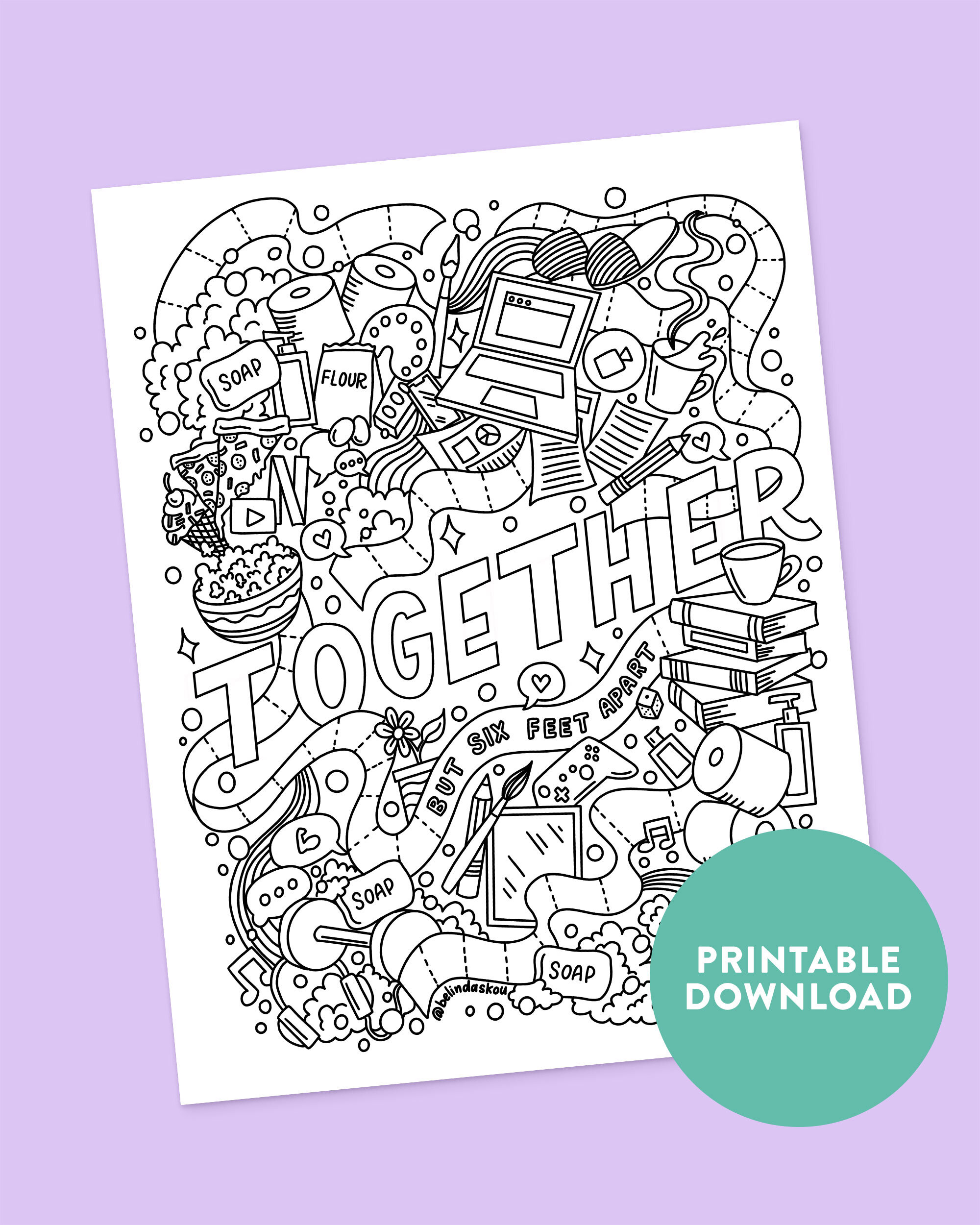 Free social distancing coloring page â belinda lettering artist and illustrator