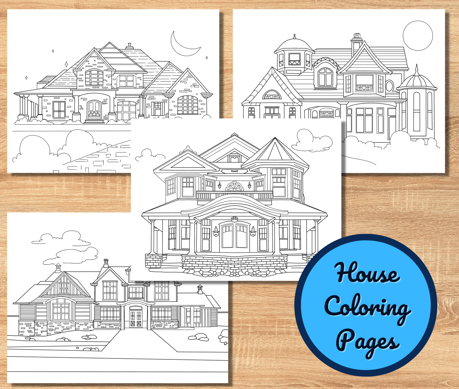 House coloring pages for adults procreate coloring set of dream houses victorian house printable coloring collection instant download