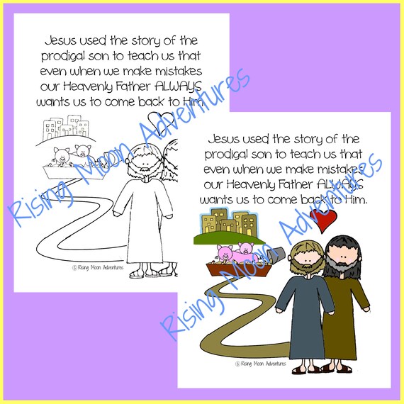 Prodigal son coloring page and colored display page download