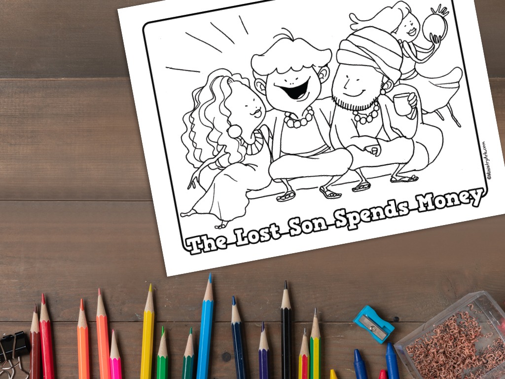 The son spends money printable coloring sheet â