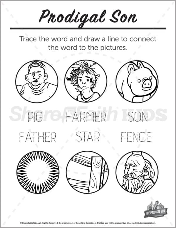 Luke the prodigal son preschool word picture match â