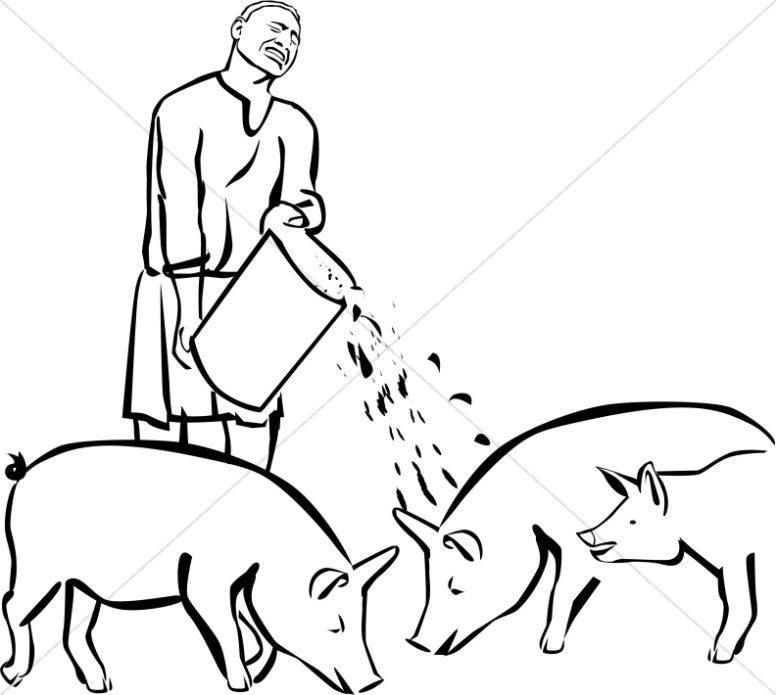 Prodigal son feeding pigs clipart clover media