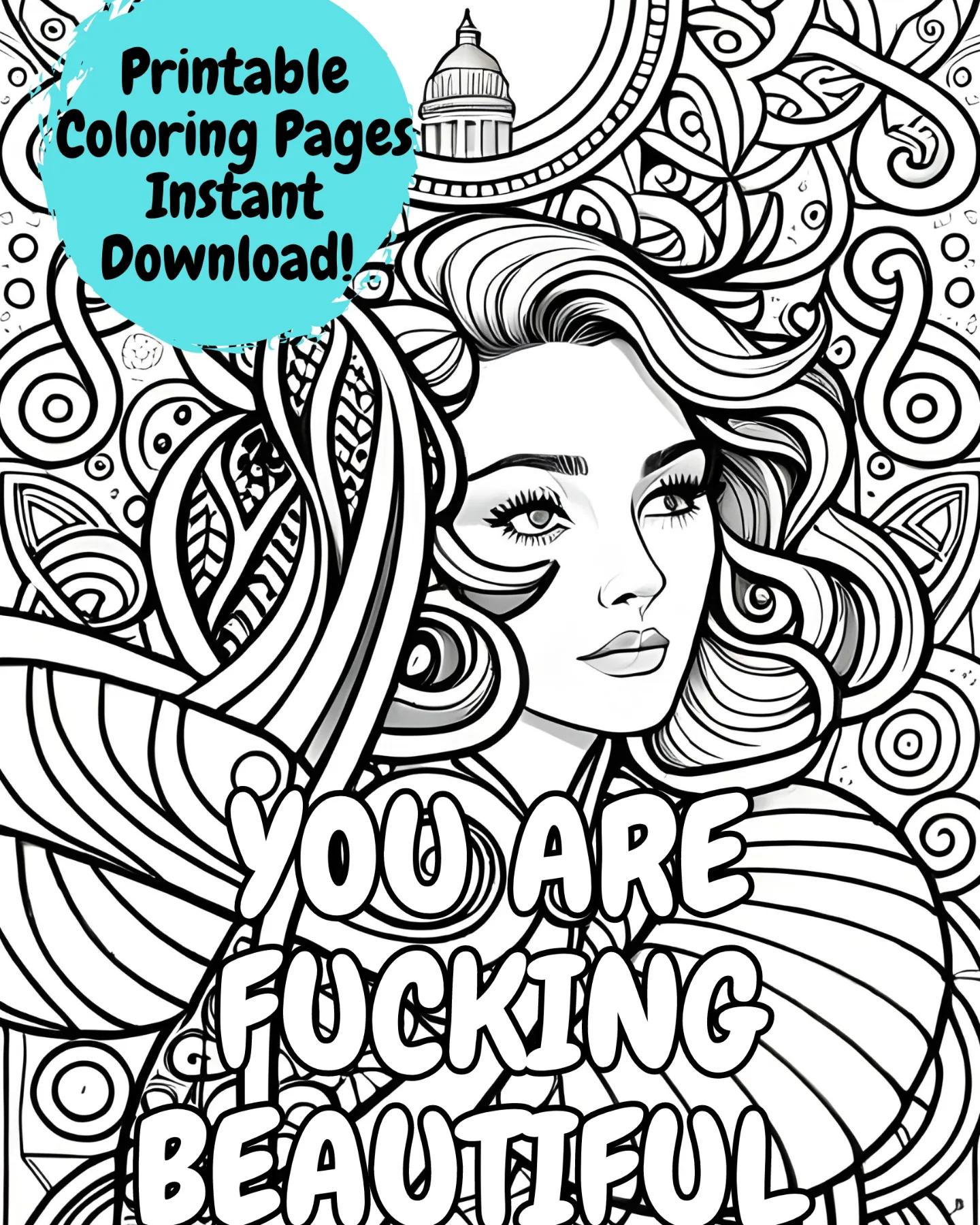 Printable swear word coloring pages available for instant download ð retsypromos