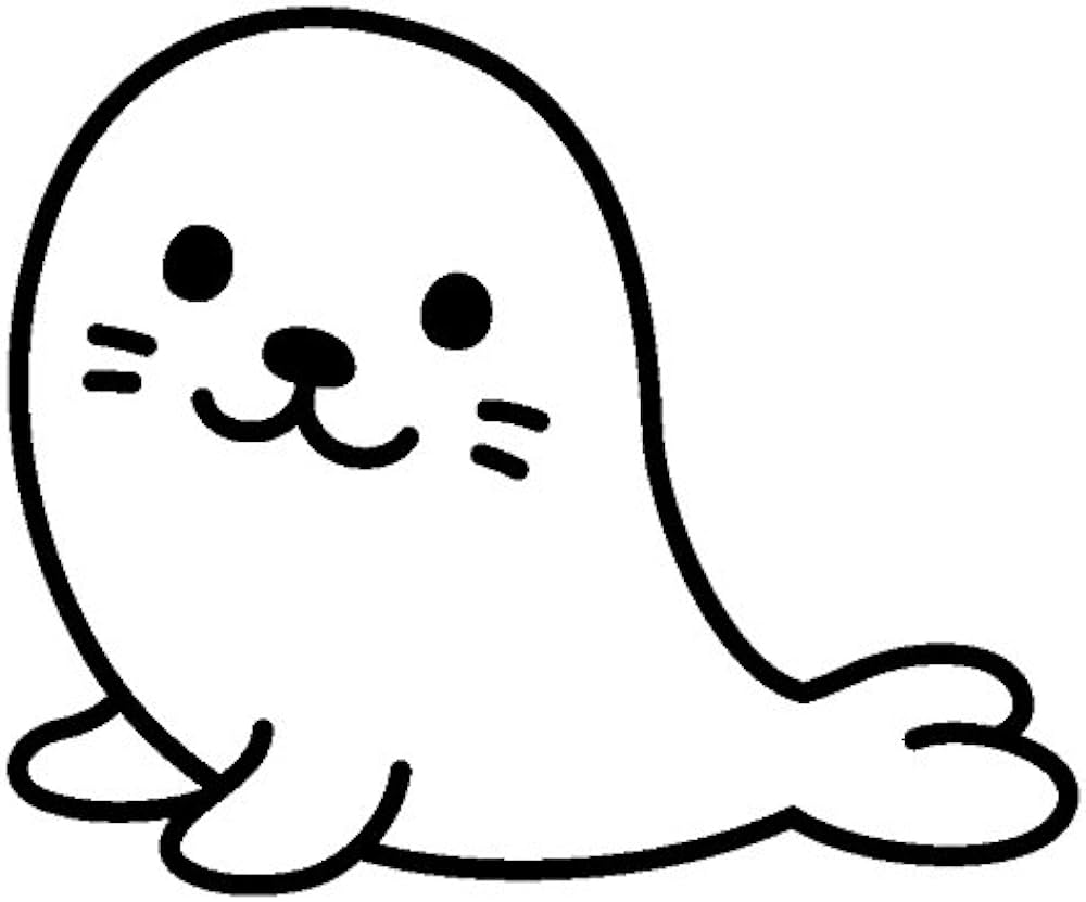 Dive designs cute playful white baby seal cartoon emoji vyl decal sticker wide home improvement