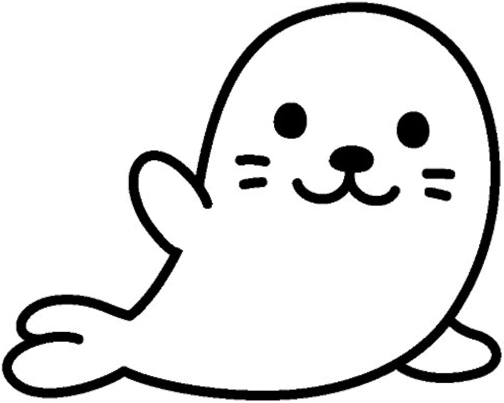 Dive designs cute playful white baby seal cartoon emoji vyl decal sticker wide home improvement