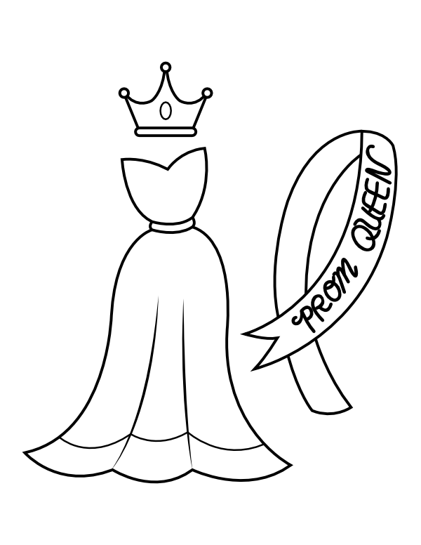 Printable prom dress coloring page