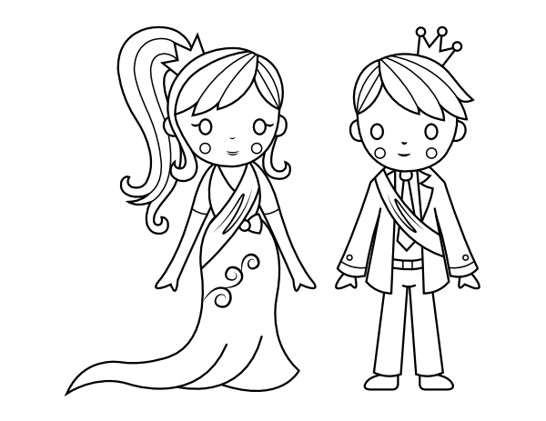 Printable prom king and queen coloring page