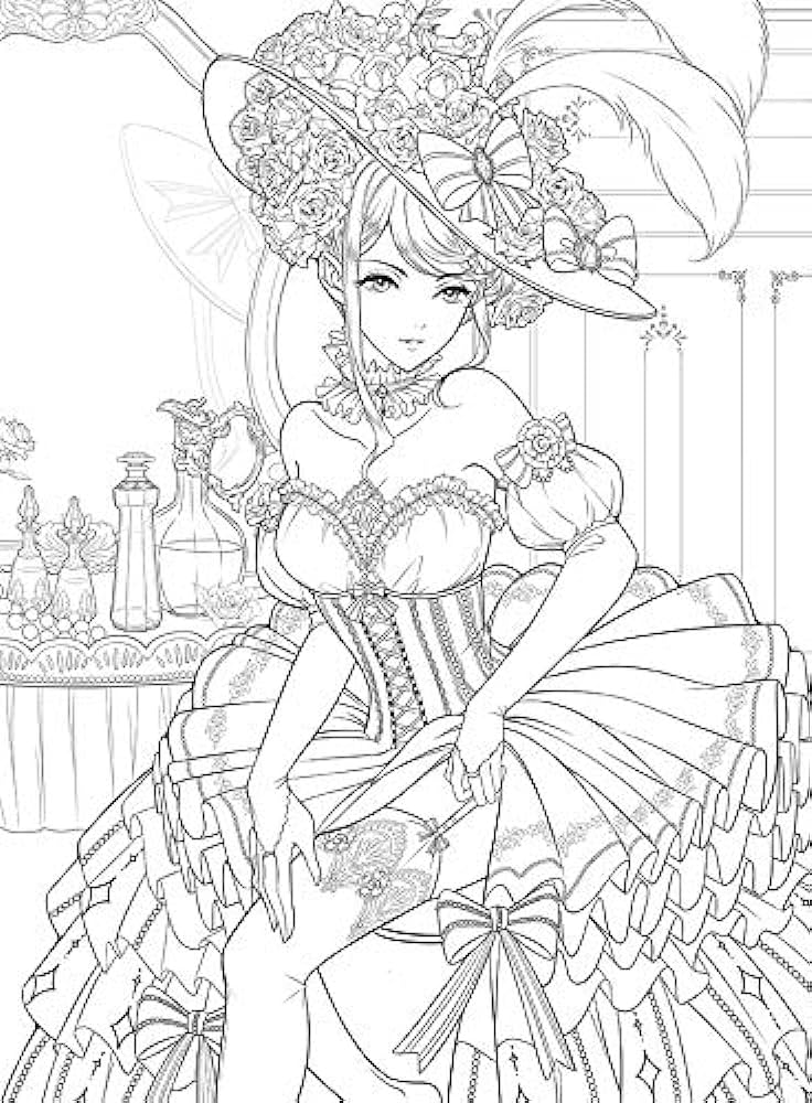 Costume topic anime line drawing hand painted set prom book of dreams pieces of gorgeous line drawing beautiful color line drawing set coloring painting secret garden coloring book adult filling books