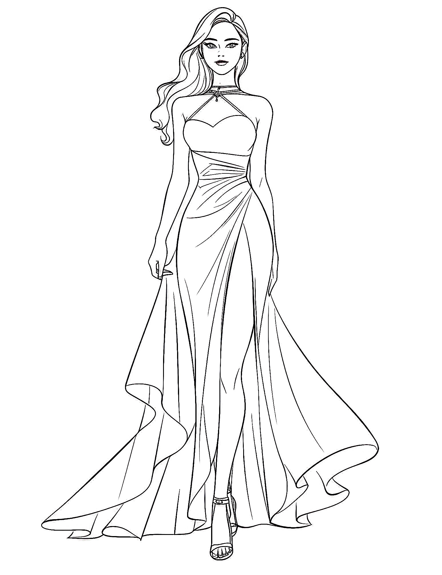 Stunning dress coloring pages for kids and adults