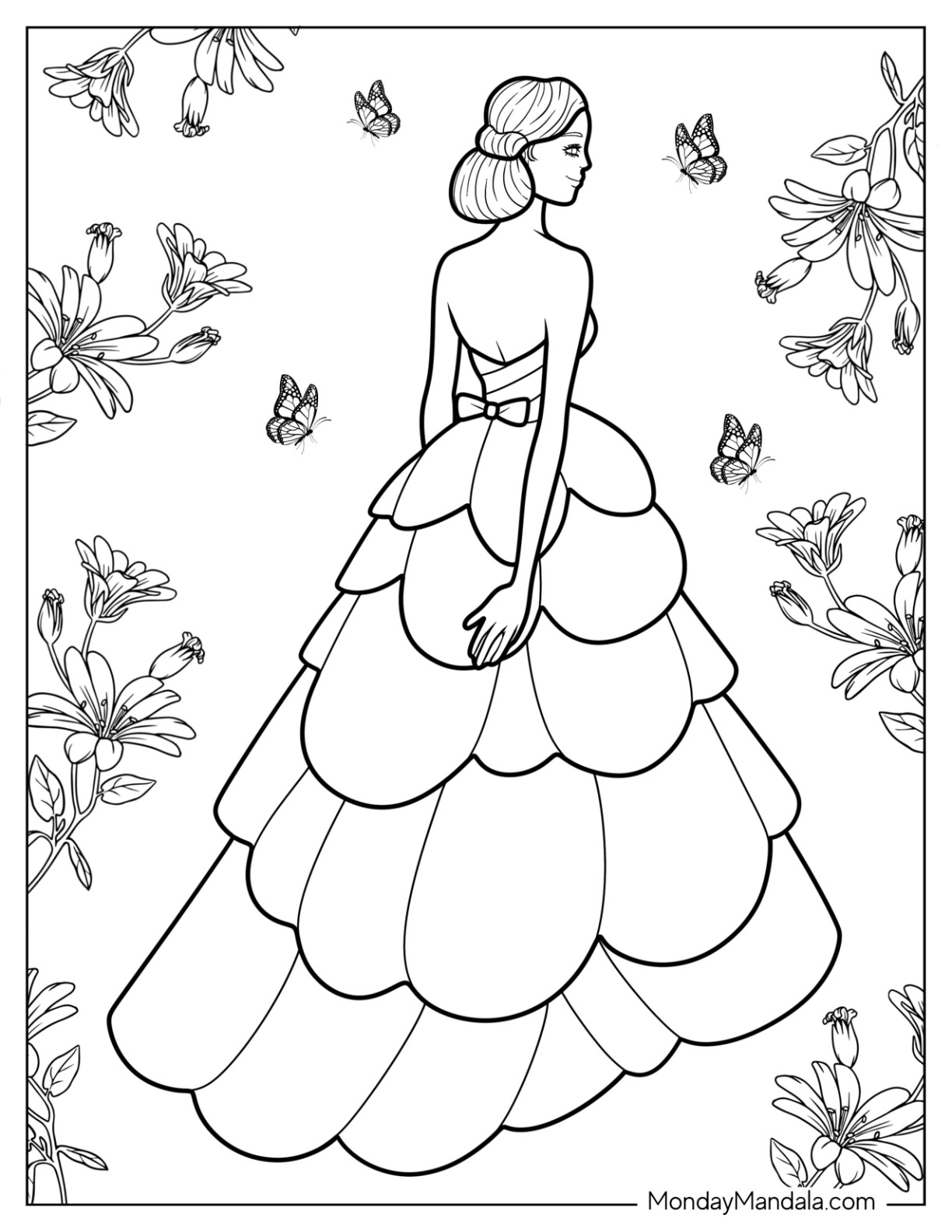 Dress coloring pages free pdf printables