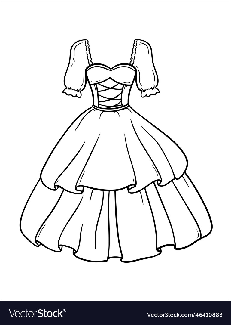 Princess dress coloring page royalty free vector image