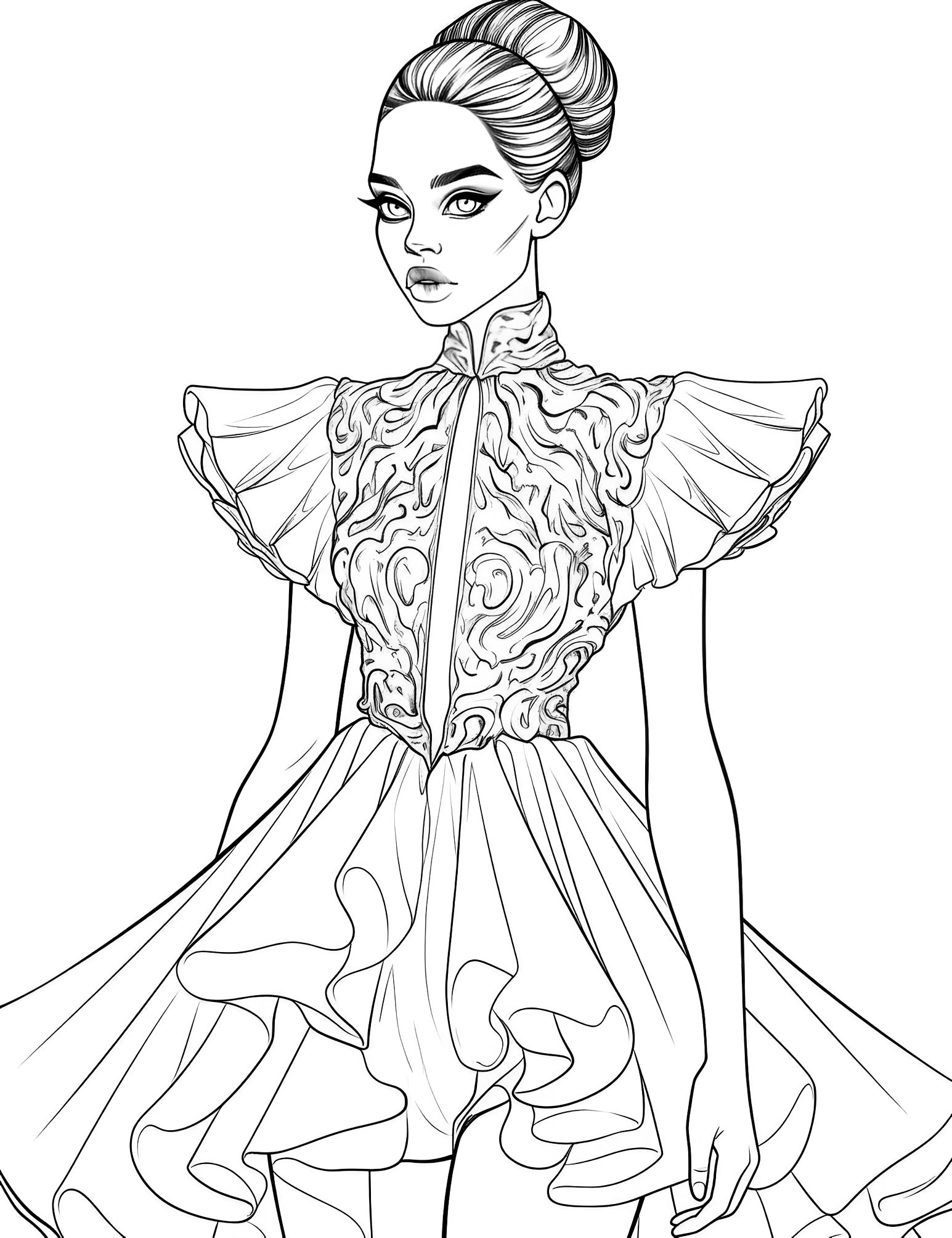 Stunning dress coloring pages for kids and adults