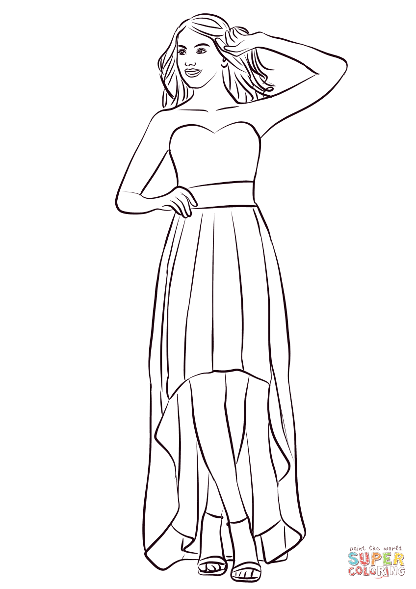 Strapless high low prom dress coloring page free printable coloring pages