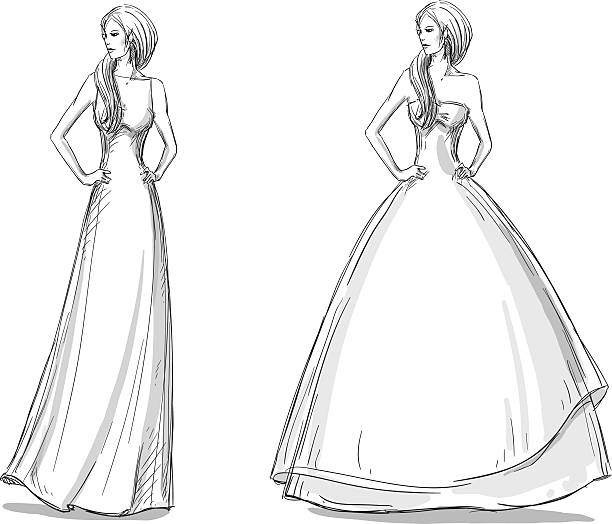 Prom dress sketch cartoon stock photos pictures royalty