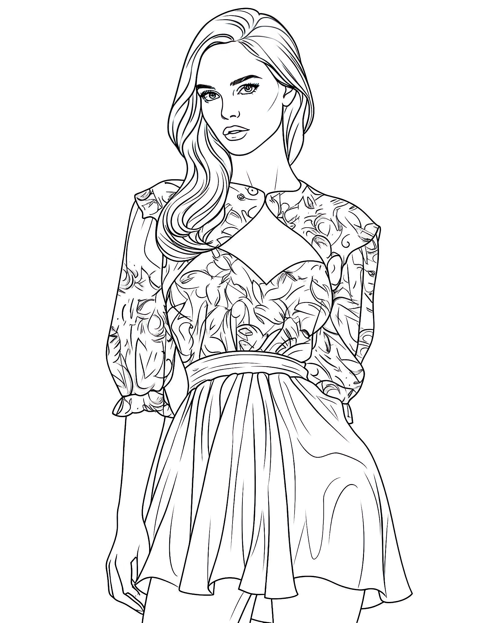 Stunning dress coloring pages for kids and adults