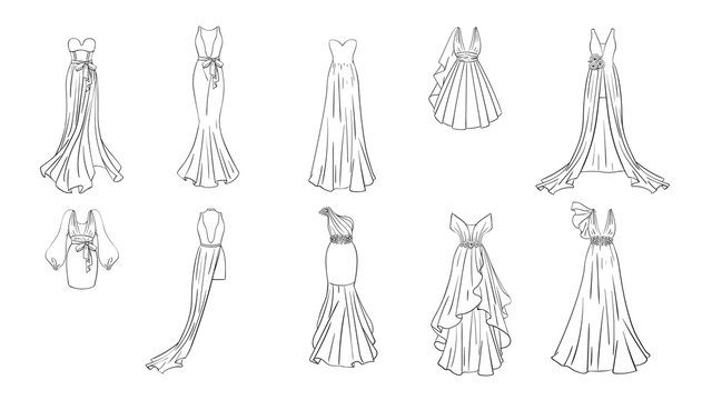 Sketched wedding gown images â browse photos vectors and video