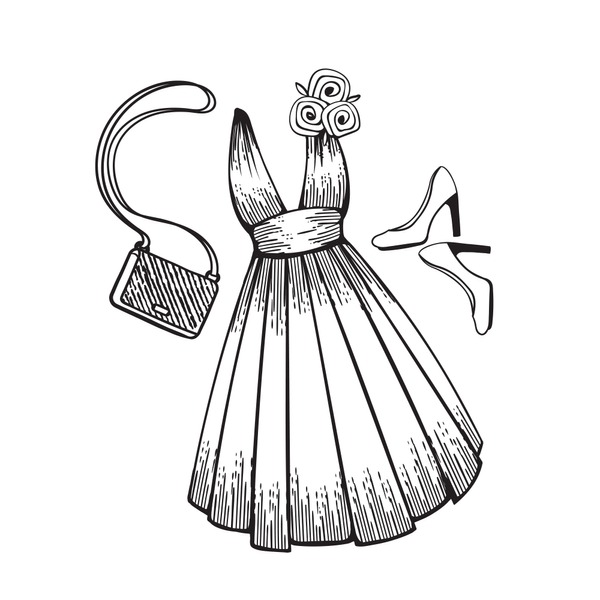 Ball gown coloring page royalty