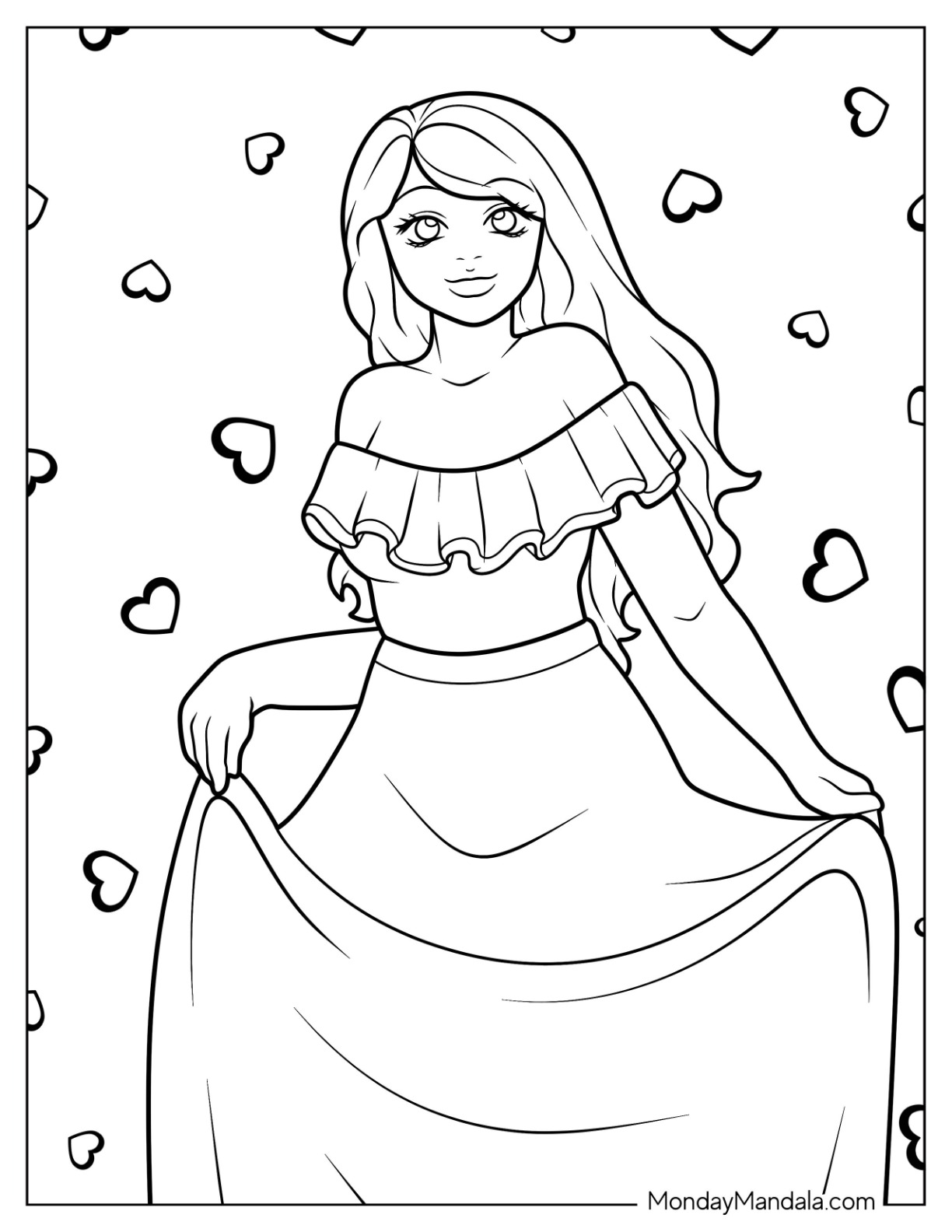 Dress coloring pages free pdf printables