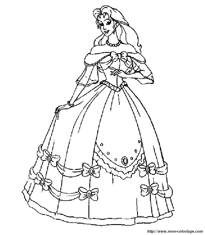 Coloring sissi page with a beautiful prom dress to print out or color online