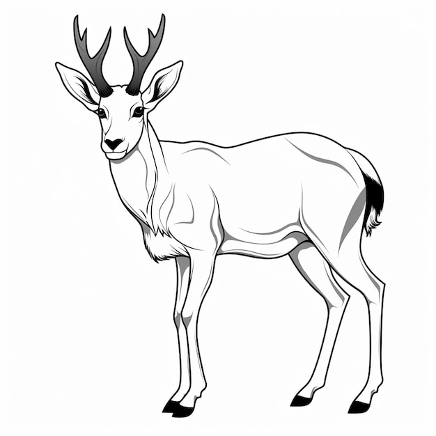 Premium ai image pronghorn cute flat design cute cute coloring book kawaii line art