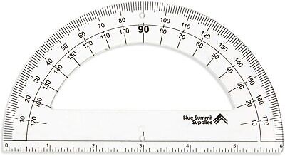 Blue summit supplies clear school kids math protractor ruler inch degrees