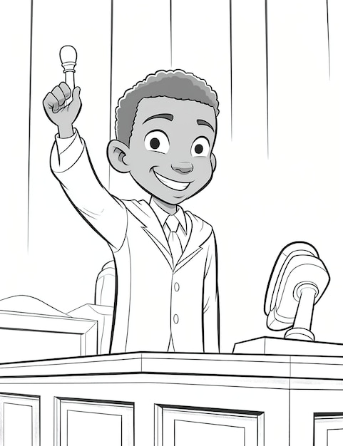 Premium vector coloring book for african american kid year old black boy as judge with gown and gavel