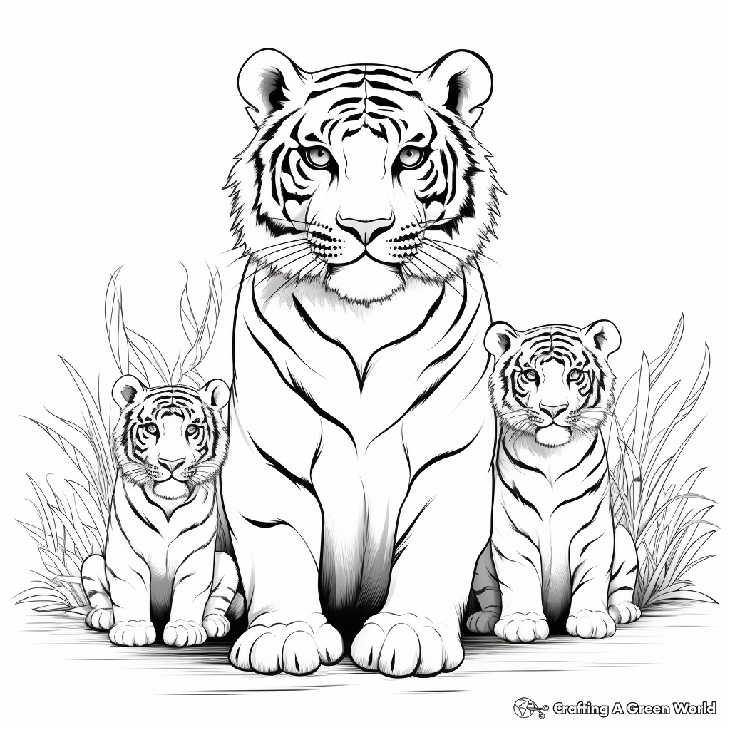 Hard tiger coloring pages