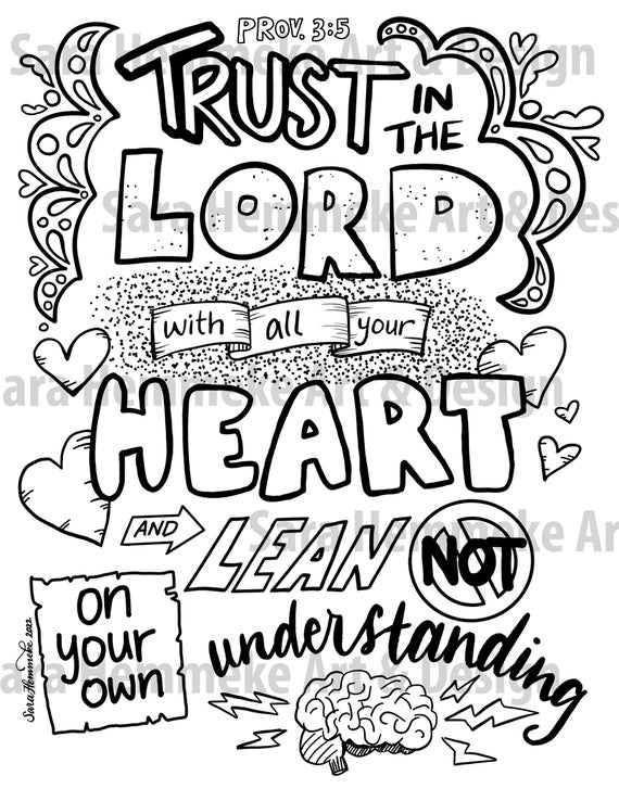 Trust in the lord proverbs bible memory verse coloring page download pdf