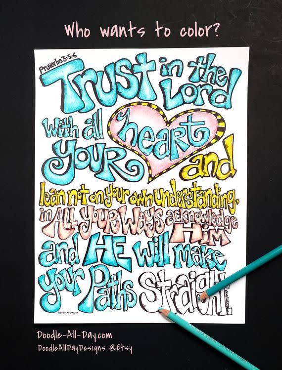 Bible verse coloring pages and books for relaxing and reflecting