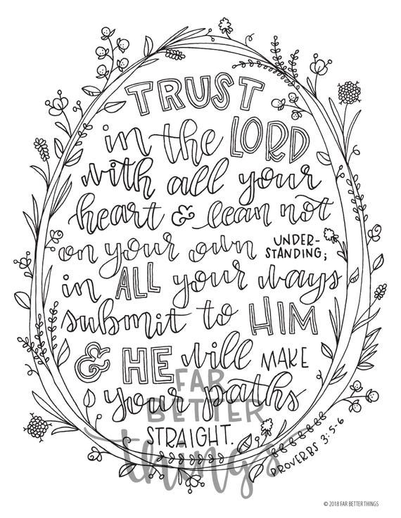 Bible verse coloring page trust in the lord proverbs