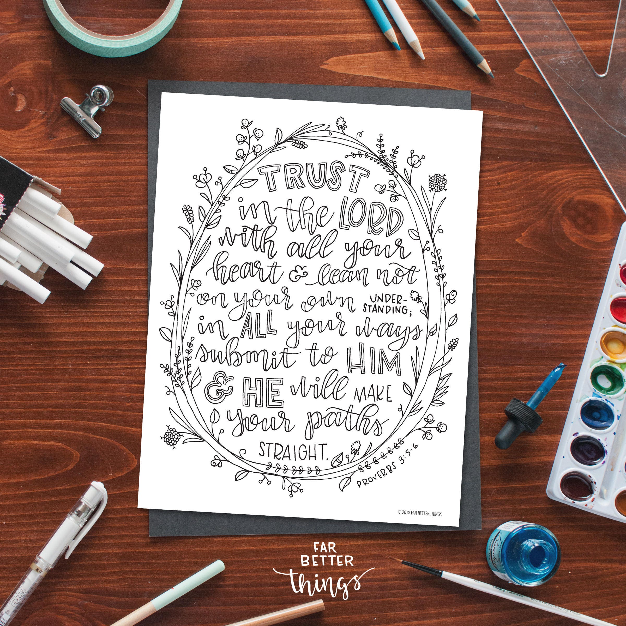 Bible verse coloring page trust in the lord proverbs