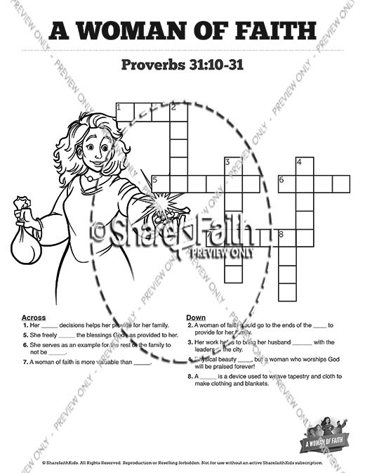 Proverbs a woman of faith sunday school crossword puzzles clover media