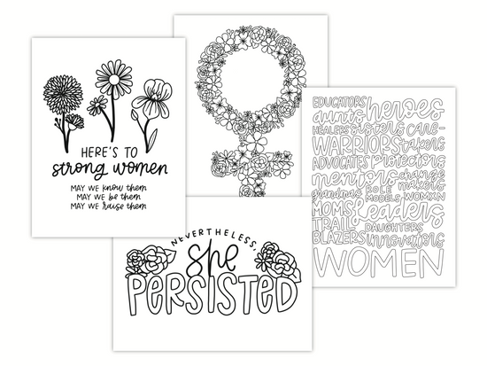 Womens empowerment coloring sheets for kids and adults â