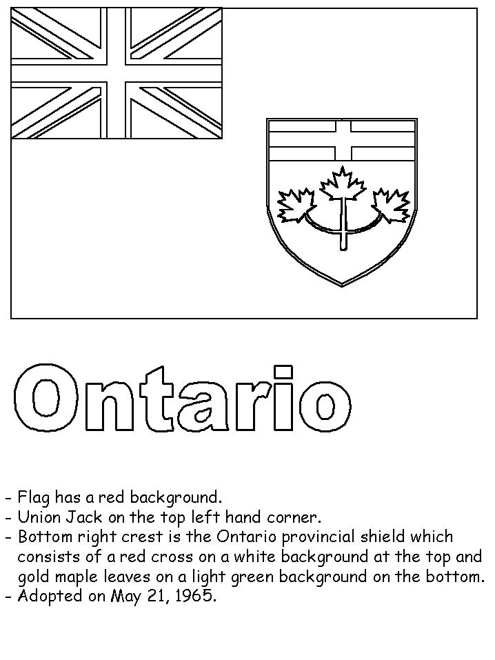 Ontario flag colouring page and some facts about its history social studies middle school homeschool social studies geography for kids