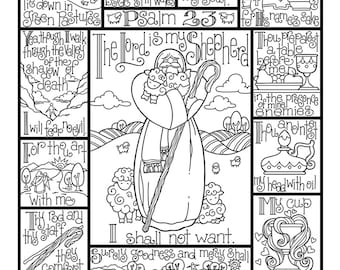 Psalm coloring page in three sizes x x suitable for framing x for bible journaling tip