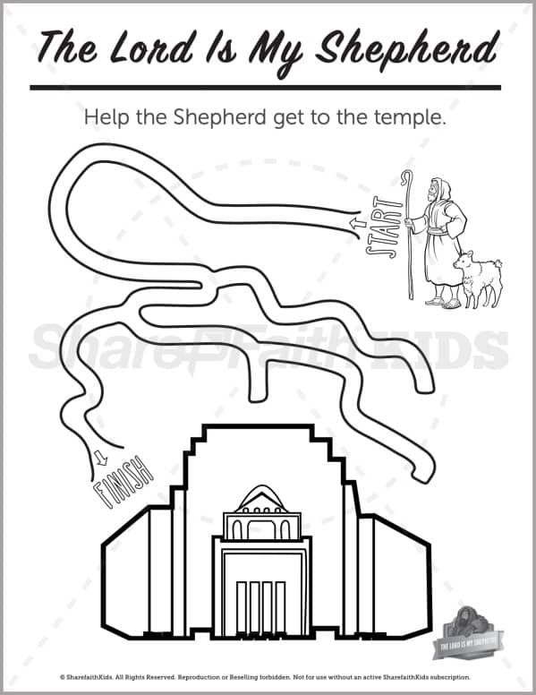 Psalm the lord is my shepherd preschool mazes â